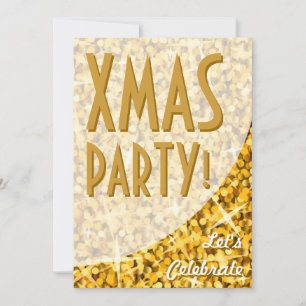 Glitz "Gold"-Kurve "Xmas Party!" Einladung