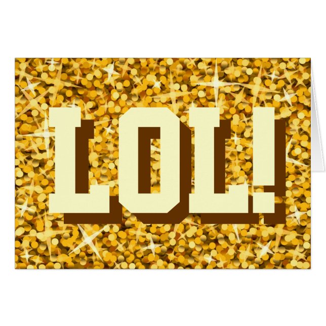 Glitz "Gold" 'LOL!' 'Dein Text'-Karte (Vorderseite (Horizontal))