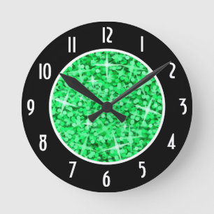 Glitz Green Black 'Numbers' Uhr rund