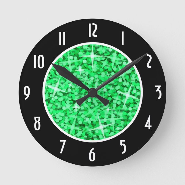 Glitz Green Black 'Numbers' Uhr rund (Vorderseite)