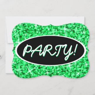 Glitz Green 'Party', schwarze ovale Klammer Einladung