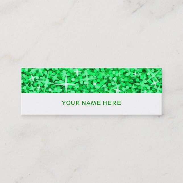 Glitz Green Visitenkarten in weißer Farbe Mini Visitenkarte (Vorderseite)
