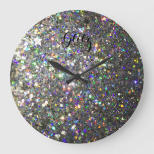 Glitz-Hologramm-Glitzer-Wand-Uhr! Große Wanduhr