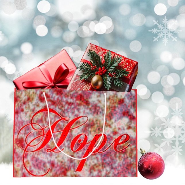 Glitz in Peppermint  Große Geschenktüte (Crushed peppermint candy, and holiday greeting, conveys a nostalgic vision of Christmas!)