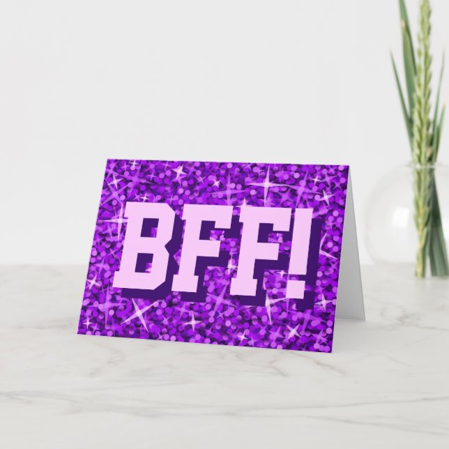 Glitz lila "BESTE FREUNDIN!" "Alles Gute zum Karte (Vorderseite)