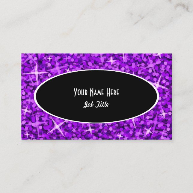 Glitz Lila Black Oval Visitenkartenvorlage Visitenkarte (Vorderseite)