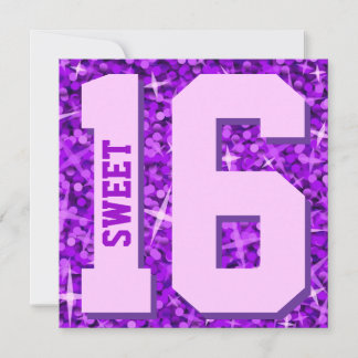 Glitz Lila Einladung "Sweet 16" Platz