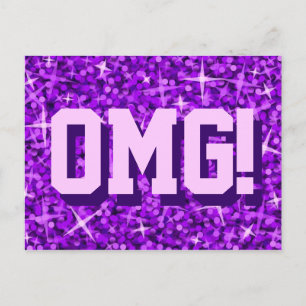 Glitz Lila Postkarte 'OMG'