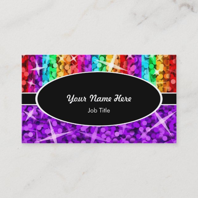 Glitz Mix arc-en-ciel Violet noir carte de visite  (Devant)