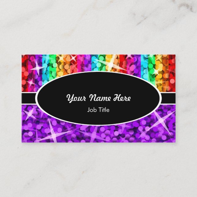 Glitz Mix arc-en-ciel Violet noir carte de visite  (Devant)