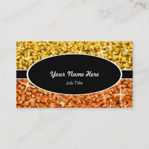 Glitz Mix "Gold" Orange schwarze ovale Visitenkart Visitenkarte