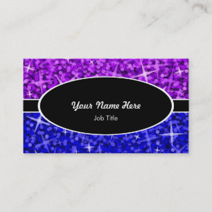 Glitz Mix Lila Blue Black Oval Visitenkarte