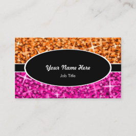 Glitz Mix Orange Pink schwarz ovale Visitenkarte