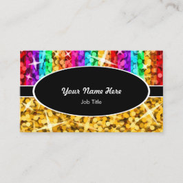 Glitz Mix Rainbow "Gold" schwarze ovale Visitenkar Visitenkarte