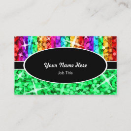 Glitz Mix Rainbow Green Black Oval Visitenkarte