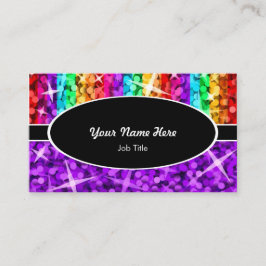 Glitz Mix Rainbow Lila schwarz ovale Visitenkarte