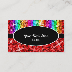 Glitz Mix Rainbow Red Black Oval Visitenkarte