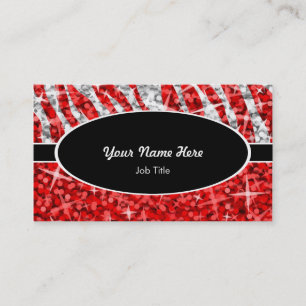 Glitz Mix Red Zebra Rotes Schwarzes Oval Visitenkarte