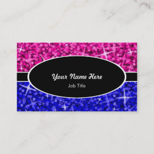 Glitz Mix rose bleu noir carte de visite ovale