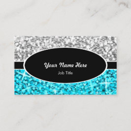 Glitz Mix "Silver" Blue Black Oval Visitenkarte