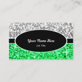 Glitz Mix "Silver" Green Black Oval Visitenkarte