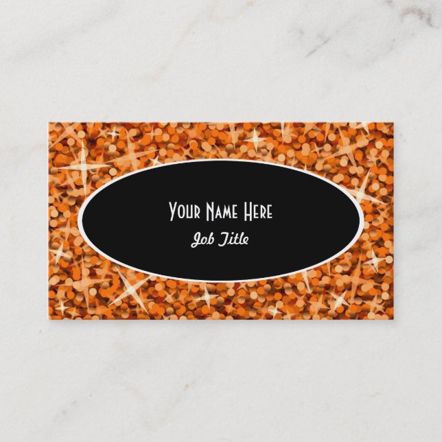 Glitz Orange Black Oval Visitenkartenvorlage Visitenkarte (Vorderseite)