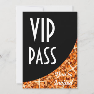 Glitz Orange, courbe noire Invitation "VIP Pass"