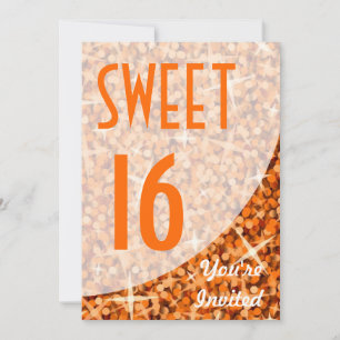 Glitz Orange courbe "Sweet 16" invitation