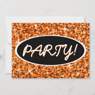 Glitz Orange 'Party', schwarz ovale Einladung! Einladung