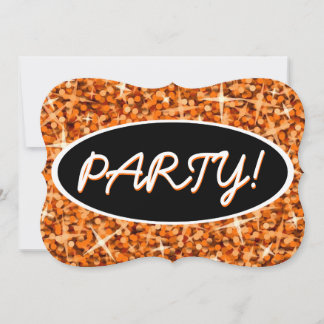 Glitz Orange 'Party', schwarze ovale Klammer Einladung