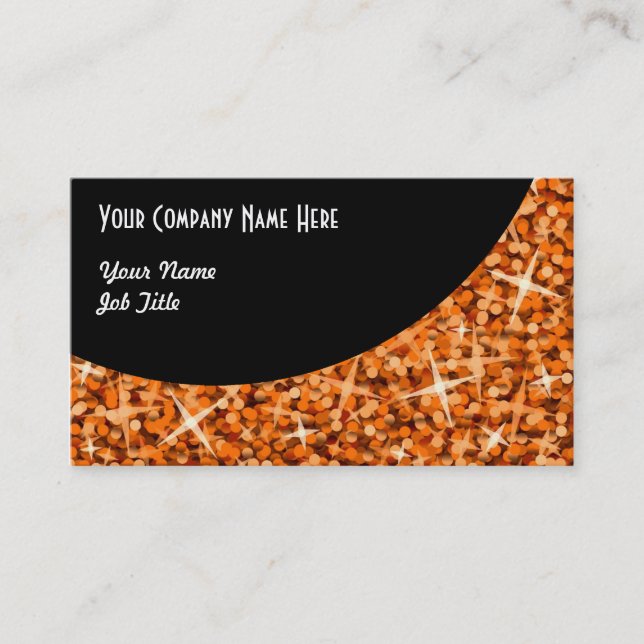 Glitz-orange schwarze Kurven-Visitenkarteschablone Visitenkarte (Vorderseite)