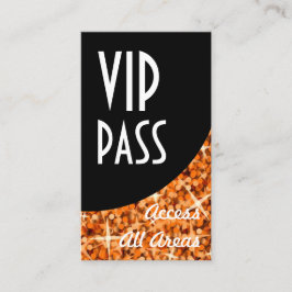 Glitz Orange 'VIP Pass' Black Curve Visitenkarte