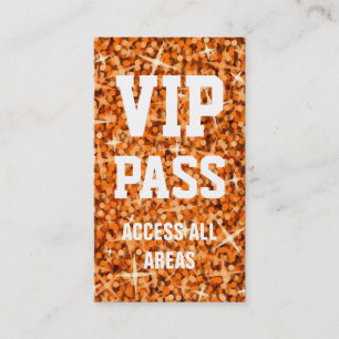 Glitz Orange "VIP PASS" Visitenkarte