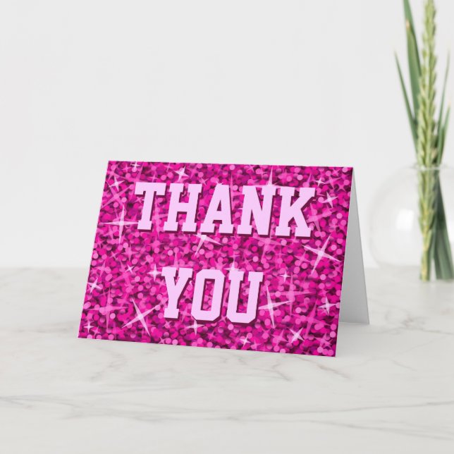 Glitz Pink "Danke" Grüße Karte (Vorderseite)