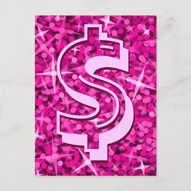 Glitz Pink Dollar Postkarte (Vorderseite)