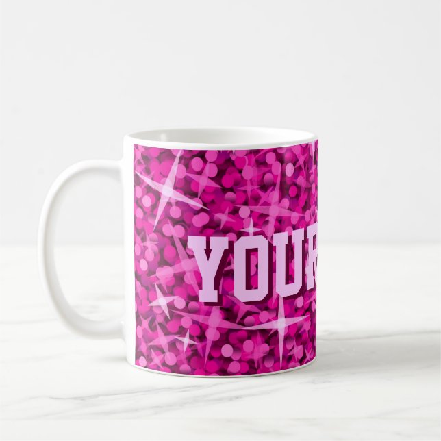 Glitz Pink druckt Tasse "Ihr Text" (Links)