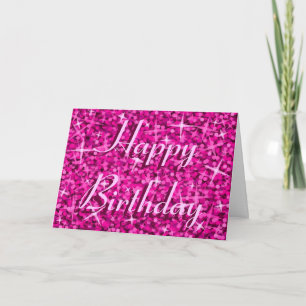 Glitz Pink "Happy Birthday" Lesebribüne Karte