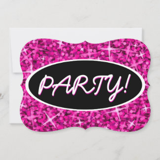 Glitz Pink 'Party' schwarz ovale Einladungshalteru Einladung