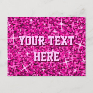 Glitz Pink Postkarte "Dein Text"