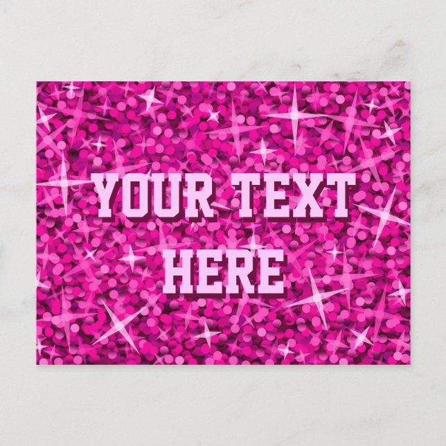 Glitz Pink Postkarte "Dein Text" (Vorderseite)