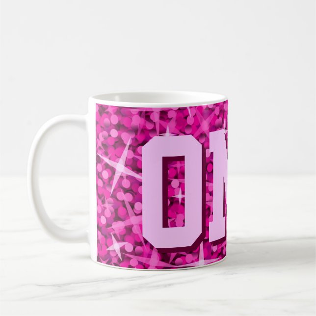 Glitz Pink print mug 'OMG!' (Gauche)