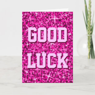 Glitz Pink 'Viel Glück' 'Ihr Text' Karte vertikal