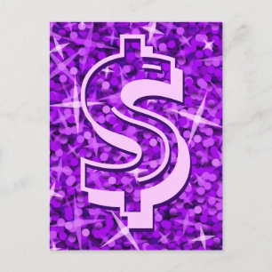 Glitz Purple dollar '$' carte postale