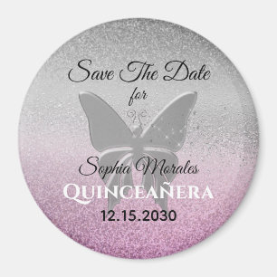 Glitz Quinceañera Einladung zum Speichern des Term Magnet