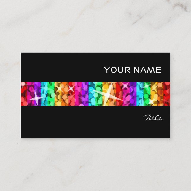 Glitz Rainbow Strip Visitenkarte schwarz (Vorderseite)