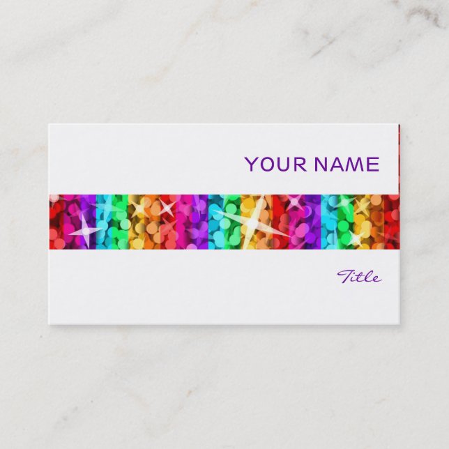 Glitz Rainbow Strip Visitenkarte weiß (Vorderseite)