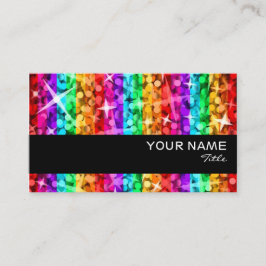 Glitz Rainbow Stripe  business card black stripe Visitenkarte