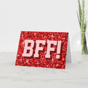 Glitz Red 'BESTE FREUNDIN!' 'Ihr Text' Grüße Karte