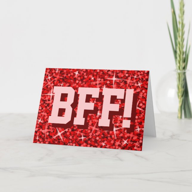 Glitz Red 'BESTE FREUNDIN!' 'Ihr Text' Grüße Karte (Vorderseite)