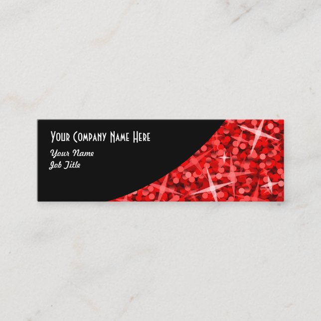 Glitz Red Black Curve Visitenkartenmagazin Mini Visitenkarte (Vorderseite)